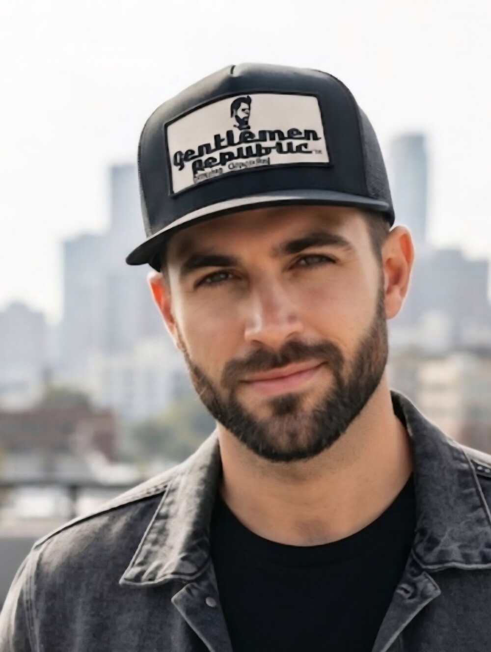 Gentlemen Republic Black Mesh Trucker Snap Back 6-Panel Hat With Large Logo  O/S